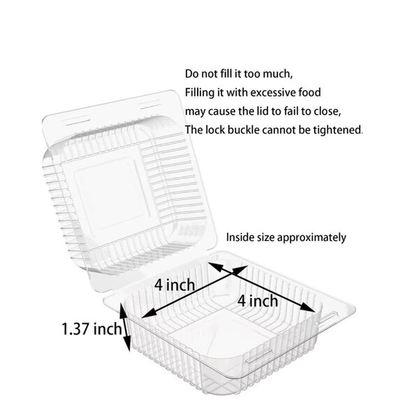 100 Count Clear Plastic Hinged Take Out Containers Clamshell Takeout Tray Foo... - Picture 4 of 6